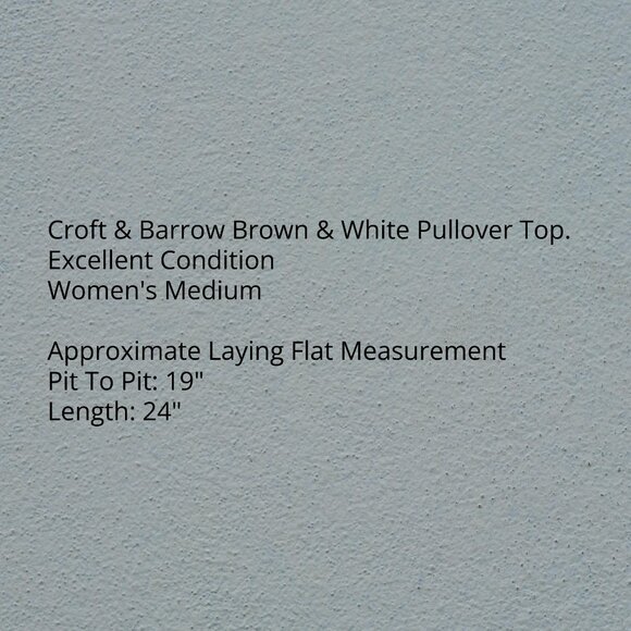 Croft & Barrow Medium Brown & White Pullover Top - Picture 6 of 6